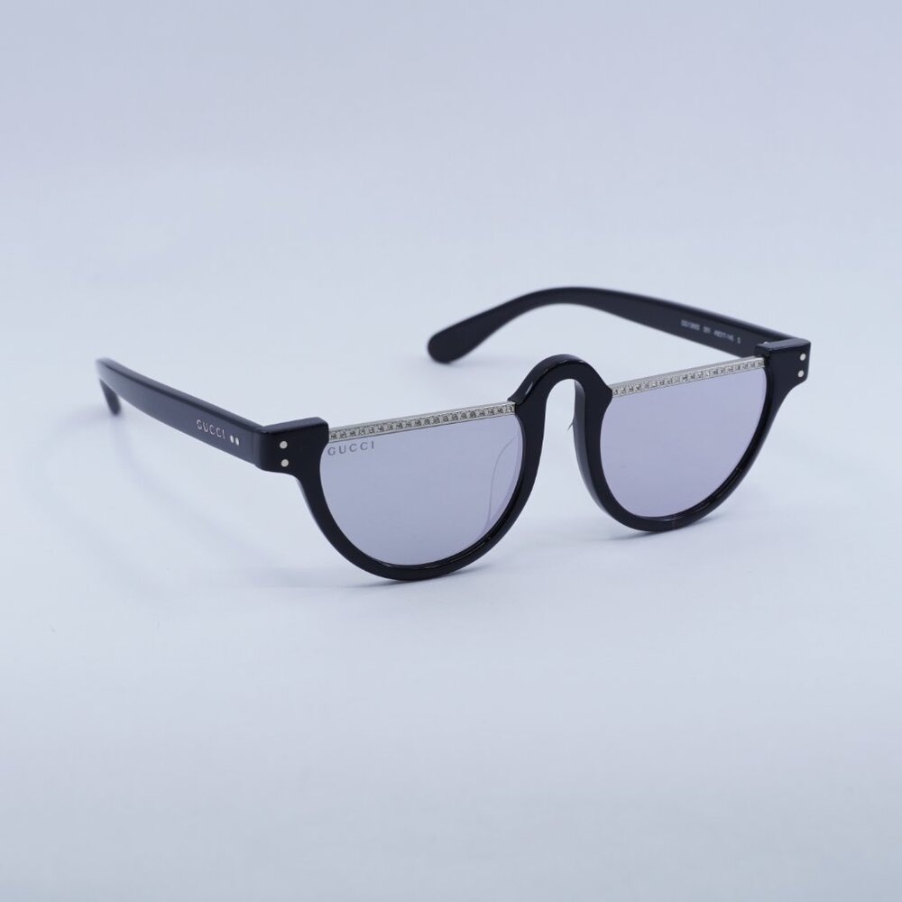 Gucci GG1368S 001 Sunglasses Black Oval Frame, Grey Lenses - Lowest Price!